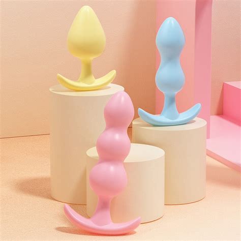 3pcset Soft Silicone Butt Plug Ease In Anal Plugs Training Set Expandable Beginner Anales Beads