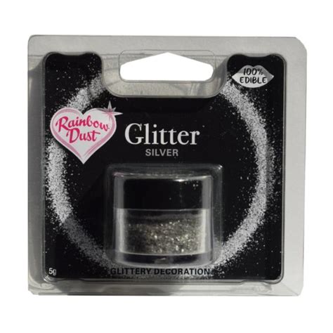 Rainbow Dust Edible Glitter Silver 5g Lealu Sweets