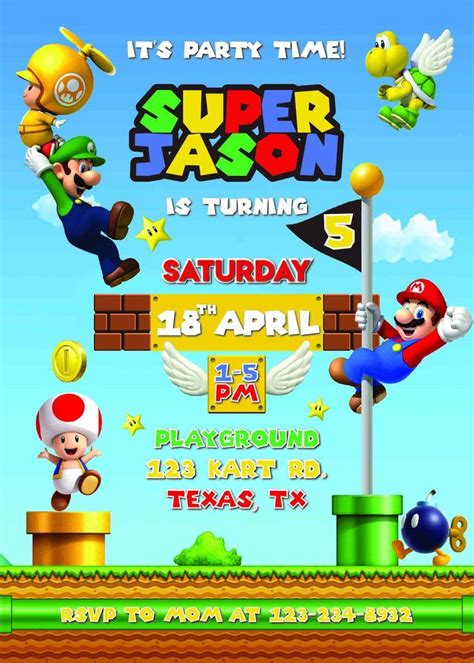 Super Mario Birthday Invitation Template