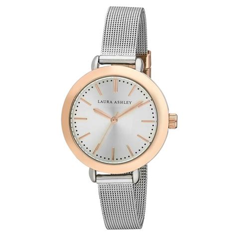 Laura Ashley Ladies Two Toned Rose Gold Mesh Watch Overstock 20715846