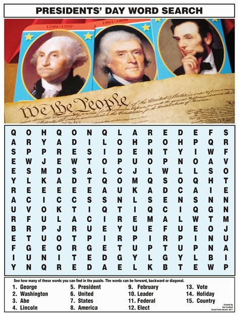 Top 7 Presidents Day Word Search Puzzles