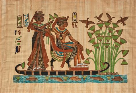 3693997 Beautiful Ancient Egyptian Papyrus Showing Pharaoh On Boat