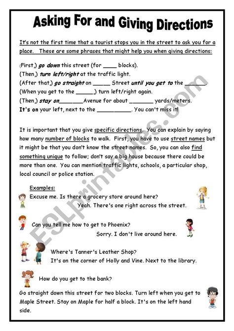Asking For And Giving Directions Esl Worksheet By Marymary7591