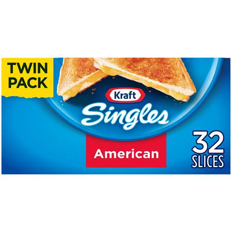 Kraft Singles American Cheese Slices Twin Pack 32 Ct Pack Walmart