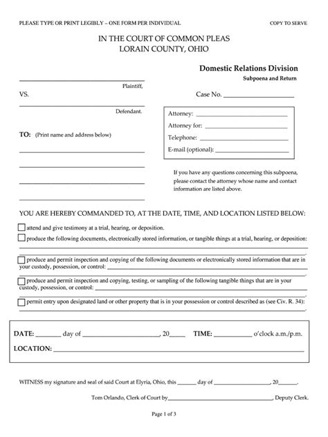 2014 2024 Form Oh Return Of Service Of Subpoena Fill Online Printable