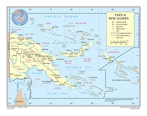 The islands are constituted by 3 large islands and small independent ones which surround them. Large political and administrative map of Papua New Guinea ...