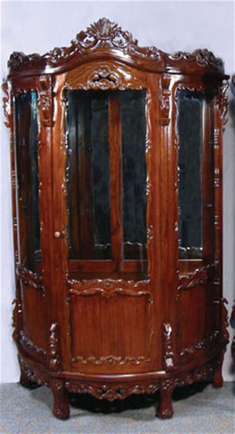 Curio cabinets | corner curios, glass display cabinets & more curio cabinets for sale. LARGE HAND CARVED MAHOGANY CURVED CURIO CABINET