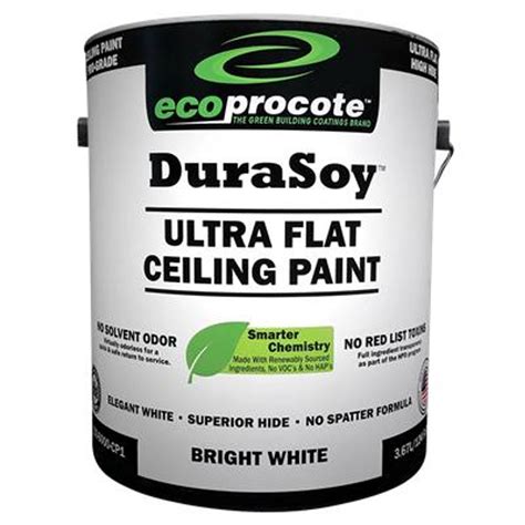 Durasoy Ceiling Paint Bright White Ultra Flat 1 Gal Eco Safety