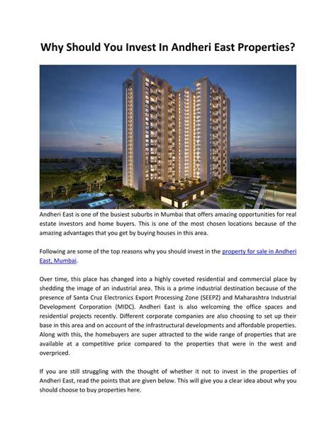 Why Should You Invest In Andheri East Properties