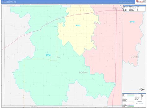 Logan County Ks Wall Map Color Cast Style By Marketmaps
