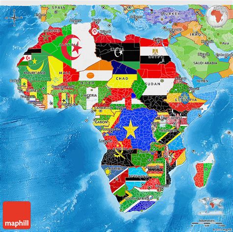 Flag 3d Map Of Africa Political Outside
