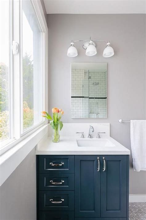 With a variety of colors and styles, you are sure to complement your bathroom decor. Navy Bathroom Vanity with Frameless Mirror - Contemporary ...