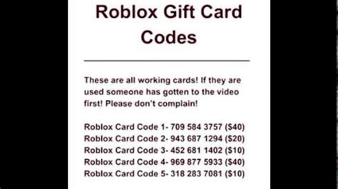 Roblox T Card Free Codes