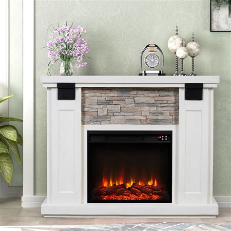 FESTIVO 48" Freestanding Electric Fireplace with Mantel - White