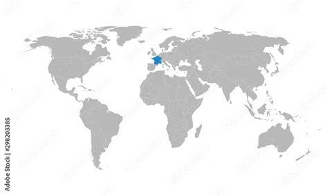 World Map Highlighted France European Country Vector Stock Vector