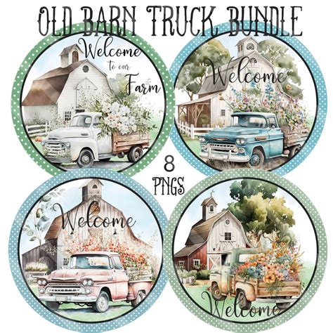 Old Barn Farm Truck Bundle Printable Sublimation Graphics Etsy
