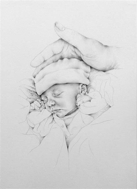 Custom Pencil Baby Portrait Hand Drawn Baby Portrait Custom Baby