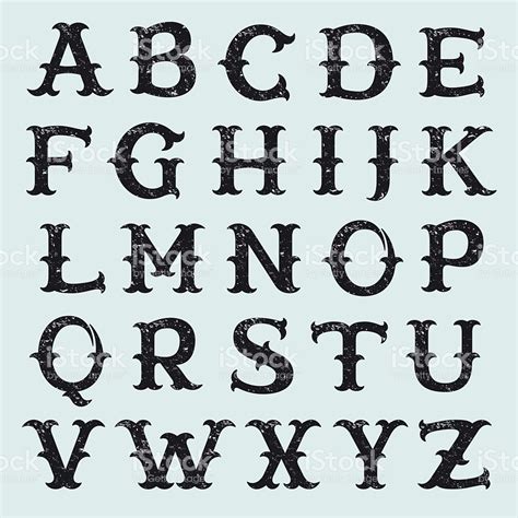 Vintage Decorative Slab Serif Alphabet With Rough Grunge Texture