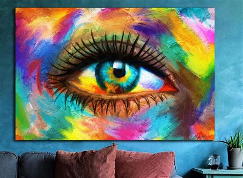 Abstract Eye Wall Art Canvas Colorful Print On Canvas Eye Etsy