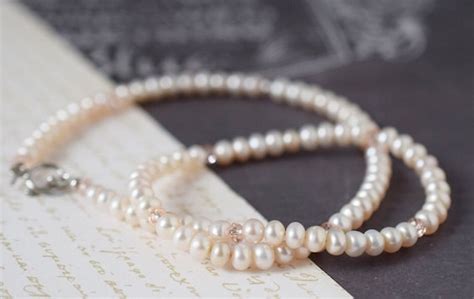 Blush Pearl Necklace Blush Necklace Sterling Silver Nude