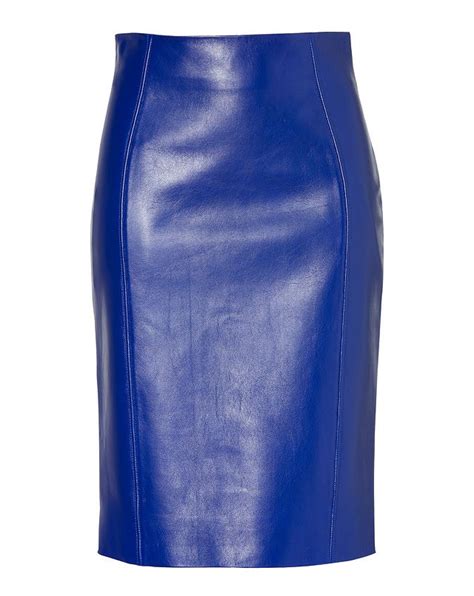Sooty Azure Pencil Skirt Blue Leather Skirt Leather Leather Mini Skirts