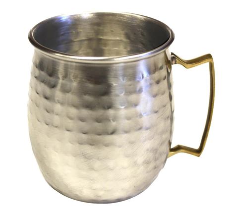 Zuccor Stainless Steel Moscow Mule Mug W Hammered Nickle Plated Exterior 5 25