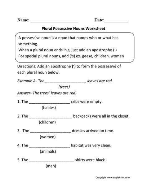 The birds known as parrots are usually green. Plural Possessive Nouns Worksheets … | Possessive nouns ...