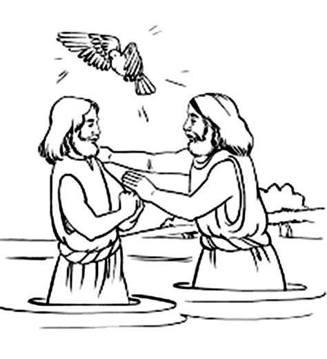 Holy Spirit Blessing Jesus Baptism In John The Baptist Coloring Page