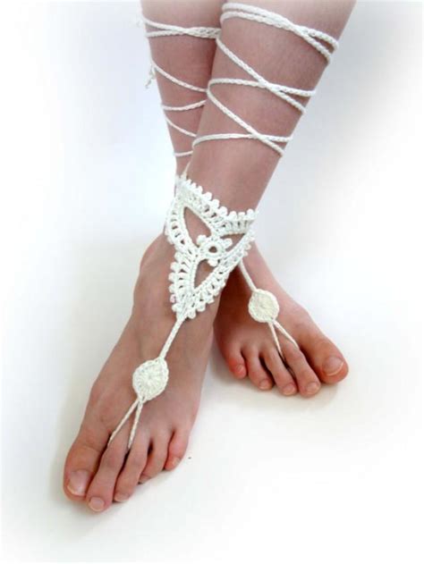 Crochet Barefoot Sandals Ivory Or 27 Colors Woman S Crochet Foot