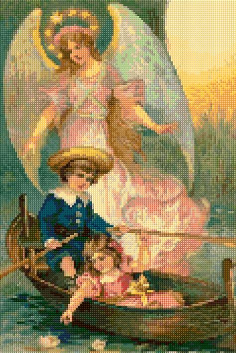 Victorian Guardian Angel And Children Cross Stitch Pattern Pdf Etsy