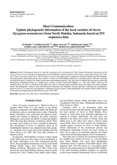 Pdf Short Communication Update Phylogenetic Information Of The Local