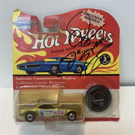 Hot Wheels Vintage Don The Snake Prudhomme Autographed Funnycar Gold