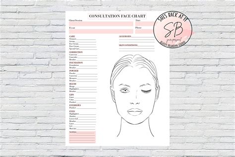 Makeup Artist Face Chart Makeup Artist Form Freelance Makeup Etsy
