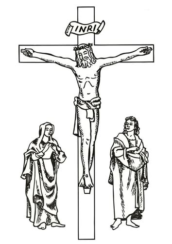 Croix avec crucifixion, dessin au crayon. Chemin de Croix 2012 | Et maintenant une histoire