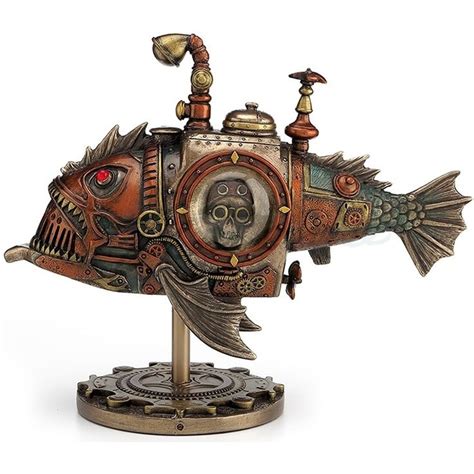 Steampunk Submarine Fish Sculpture Melanocetus Fish Sculpture