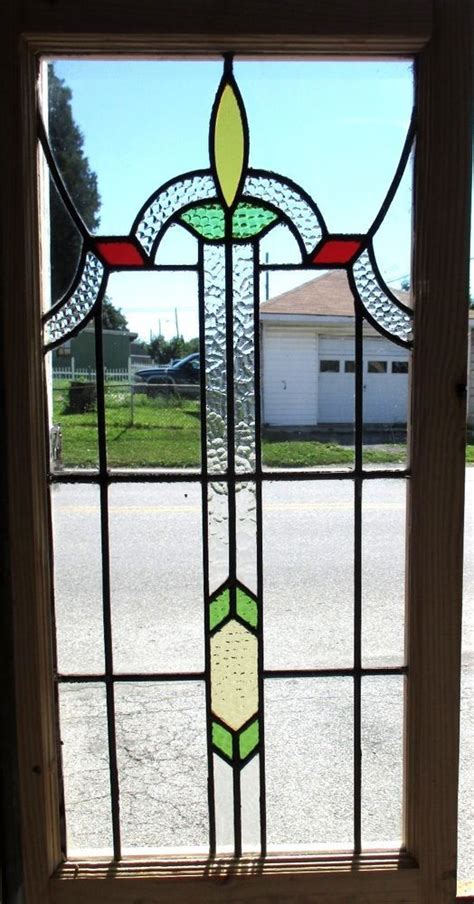 ~ Antique English Stained Glass Window ~ 20 X 39 ~ Architectural Salvage ~ Stained Glass