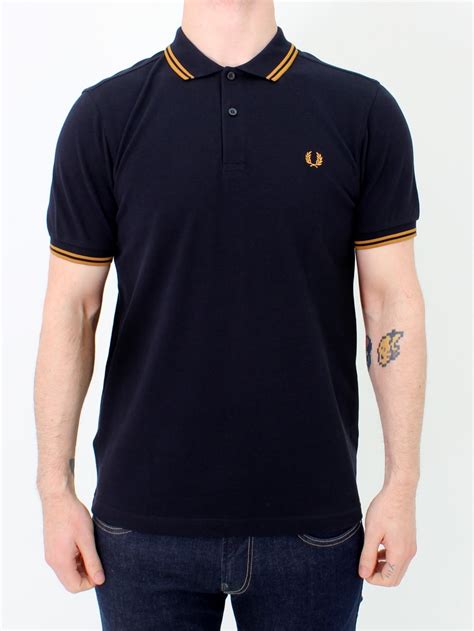 Fred Perry Twin Tipped Polo In Navyamber Northern Threads