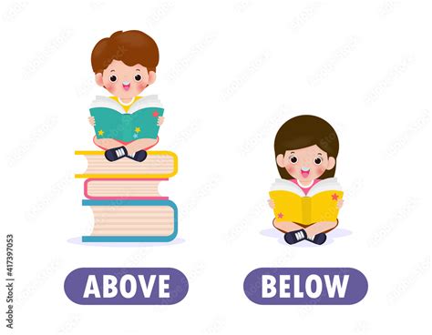 Stockvector Words Above And Below With Cartoon Characters Cute Kids