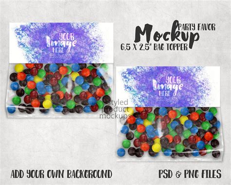 Download Party favor candy bag topper mockup Add your own image and ...