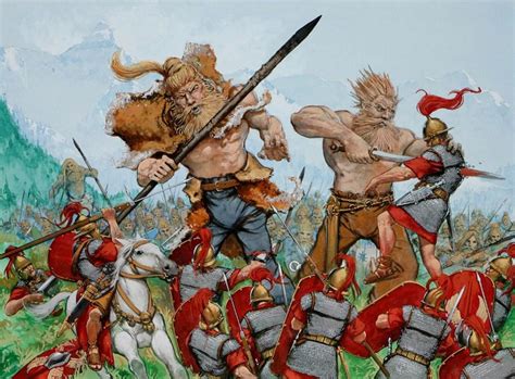 Roman Legionnaires Fighting Germanic Giants Stephen Ouayle R