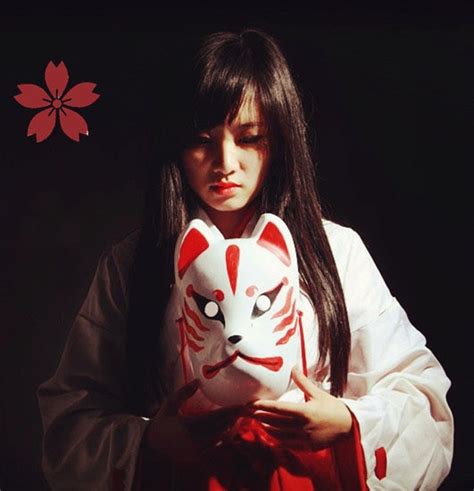 Hand Painted Full Face Japanese Fox Mask Demon Kitsune Cosplay Pvc
