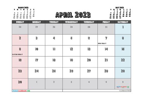 April 2023 Calendar Page Calendar 2023 With Federal Holidays