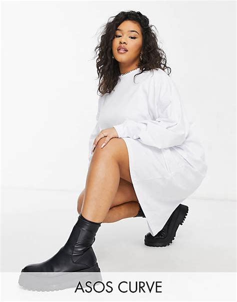 Asos Weekend Collective Curve Oversized Long Sleeve T Shirt Dress With