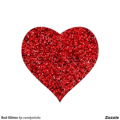 Red Glitter Heart Sticker Ukredglitterheart