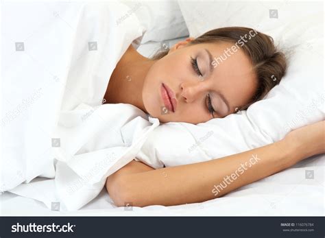 Young Beautiful Woman Sleeping Bed Stock Photo 116076784 Shutterstock