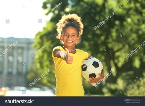 Cute African American Girl Soccer Ball Stock Photo 1151959640