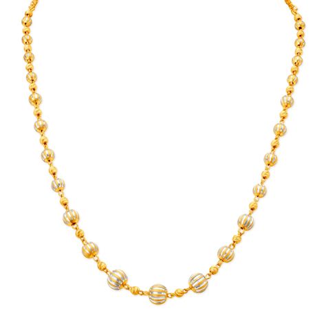 Buy Tanishq 22kt Gold Chain With Textured Beads Online Tanishq Tanishq