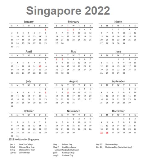 Calendar 2022 Singapore Calendar Dream