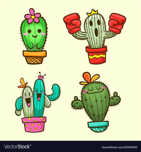 Cute Cactus Cartoon Royalty Free Vector Image Vectorstock