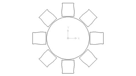 Autocad Drawing Circular Dining Table Eight Chairs Dwg